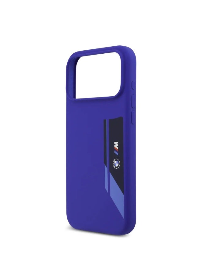BMW iPhone 17 Pro Max MagSafe Liquid Silicone Case with Vertical Logo / Easy Snap-on / Drop protection / slim profile / Back Cover- Blue - Image 3